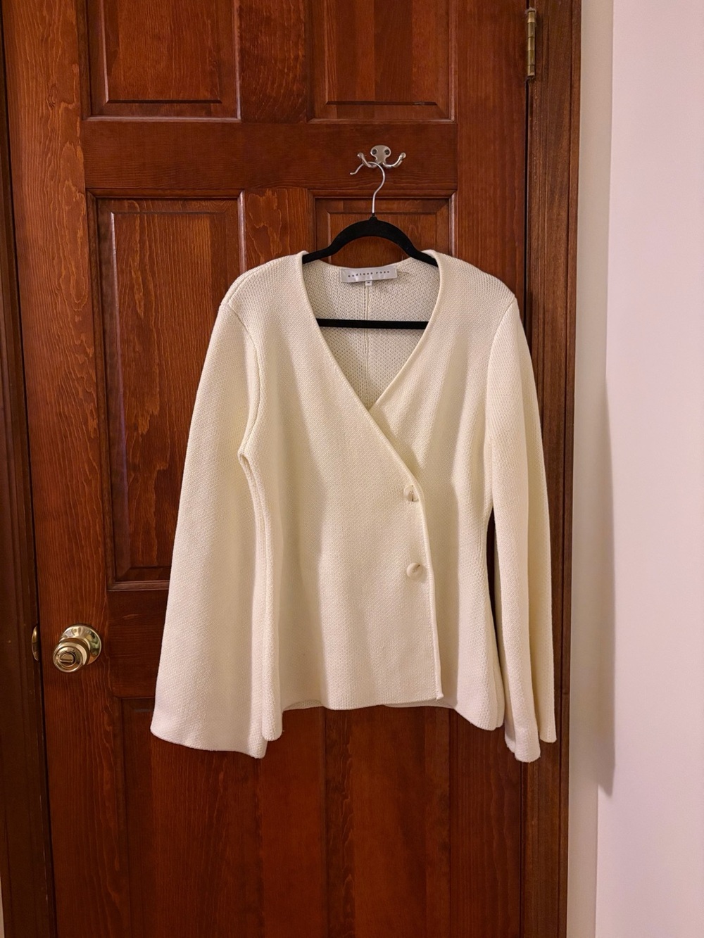 ANTHROPOLOGIE Two-Button Cinched Cardigan Sweater Ivory NWOT Size M